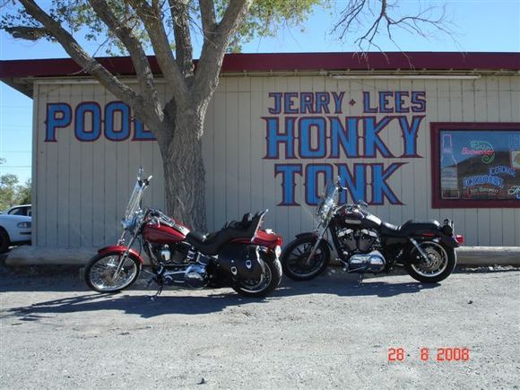 Jerry and Lees Honky Tonk Saloon in Silver Springs Nevada, rug on walls, girly pics and bras all over the ceiling.........awesome :)