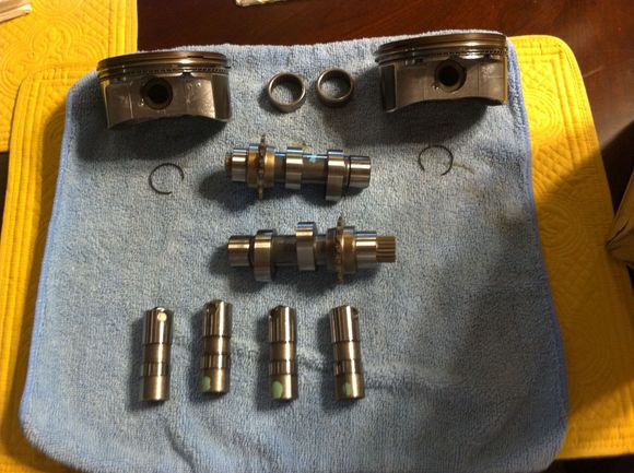 Pistons, Rear Bearings, Cams, Roller Bearings