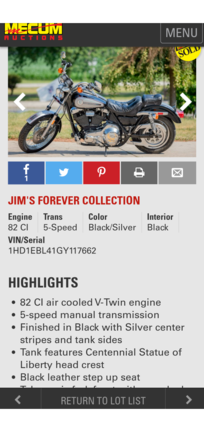  1986 FXRS Statue of Liberty commemorative. 16,000 miles.