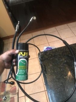 FOR ANYONE THAT MAY HAVE ANEED HAVE ALL THE STOCK CABLES, PERFECT CONDITION 2K MILES OR SO ON THEM, AND I USED THIS WONDER SPRAY, 3 TIMES IN ONE YEAR, FIRST TIME I REMOVED CABLES