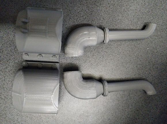 Exhaust and covers laid out.