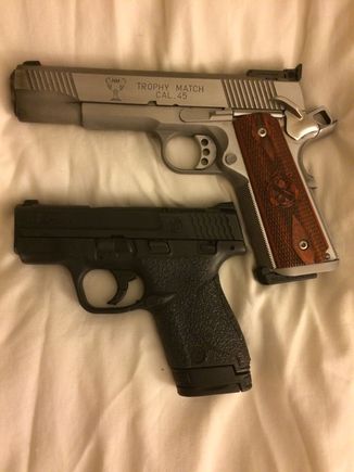 Smith & Wesson M&P Shield, 9mm with Trophy Match .45