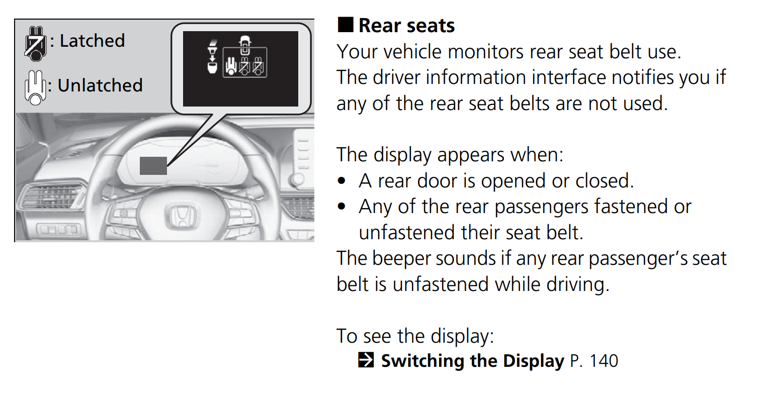 2021 Accord Hybrid EX Rear Seat Reminders Honda Accord Forum Honda