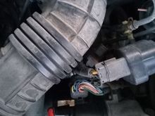 I'm not holding the connector in question, it is loose, down below that connector showing all the multi-colored wires. I'm holding the spark plug wires aside to show the area better.