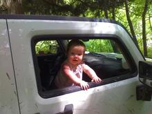 My baby, loving the woods!