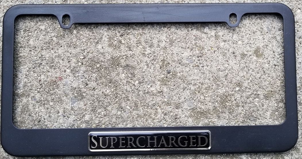 Accessories - Mina Gallery Supercharged Black License Plate Frame - Used - 2014 to 2019 Jaguar F-Type - Grand Island, NY 14072, United States