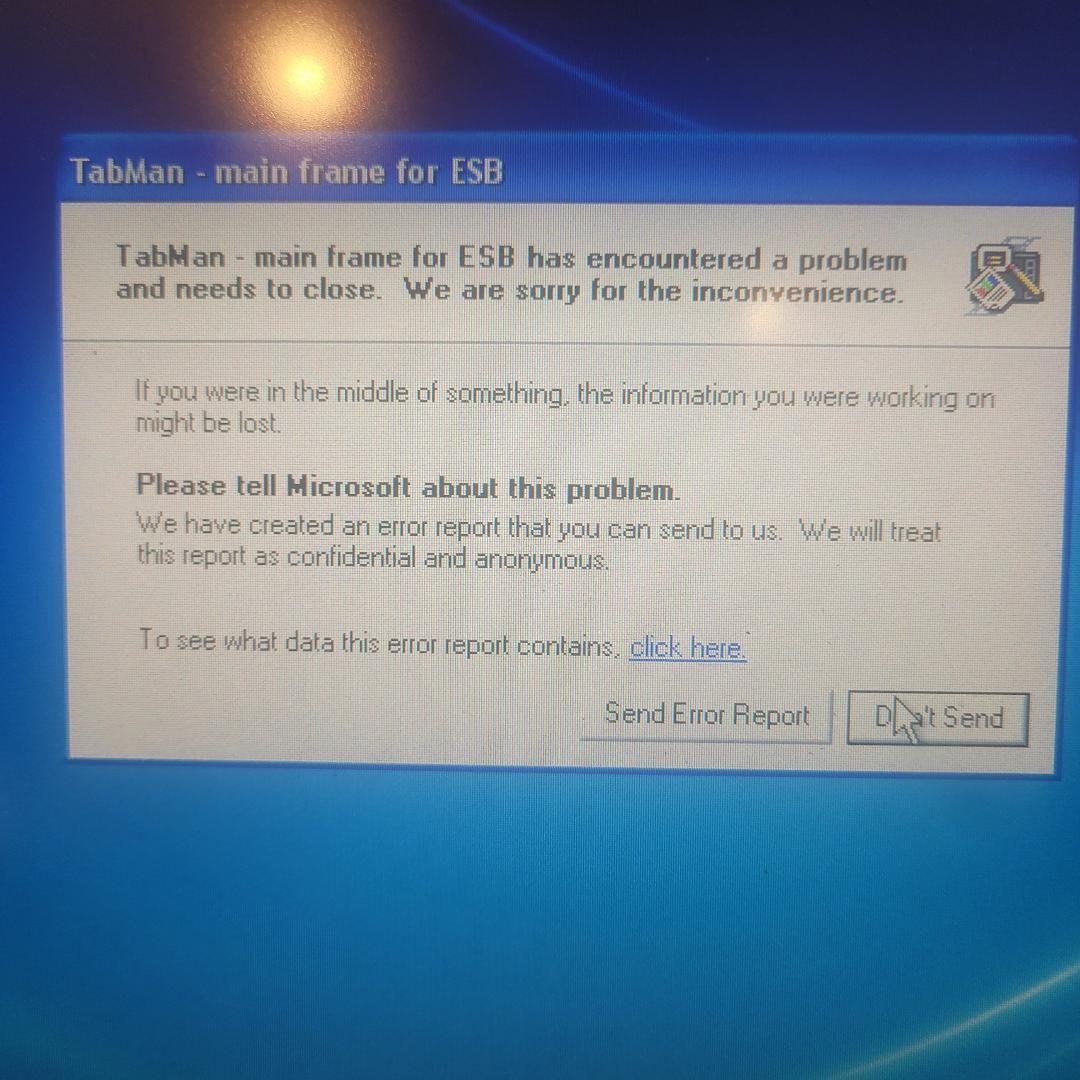 Tabman error when I close the program.