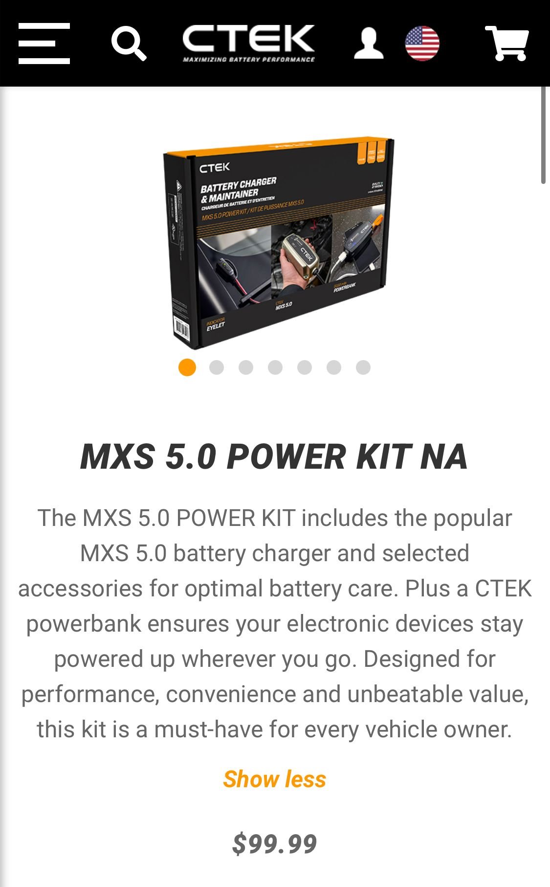So for $99 I got the mxs 5.0 charger, M8 indicator eyelet, connector clamp, a portable battery charger, the the free accessory I picked was the CTEK carry case listed at $49. 