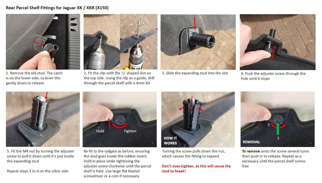 Interior/Upholstery - Jaguar XK / XKR (X150) rear parcel shelf fittings - New - 2006 to 2014 Jaguar XK - Swindon SN5 5A, United Kingdom