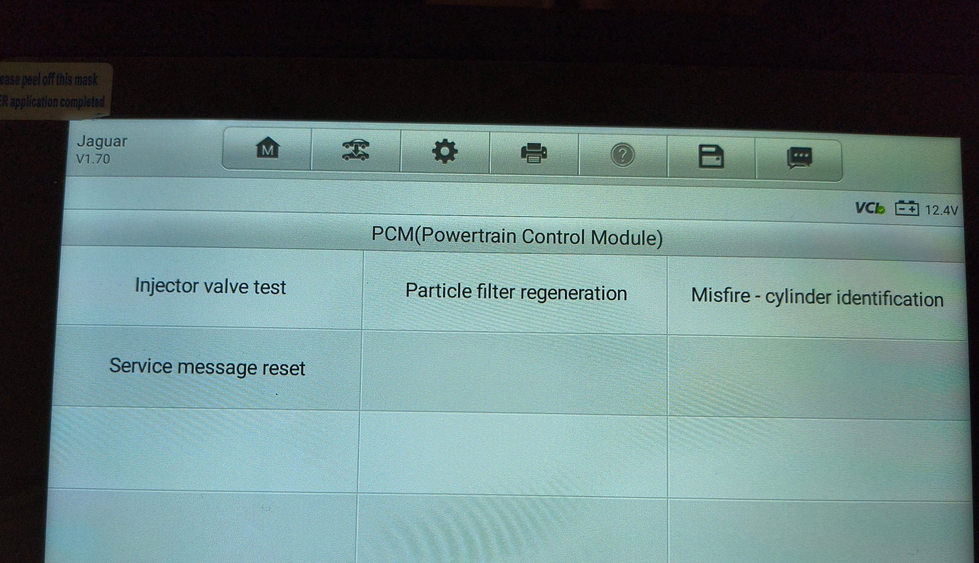 Other options presented in the PCM service menu.