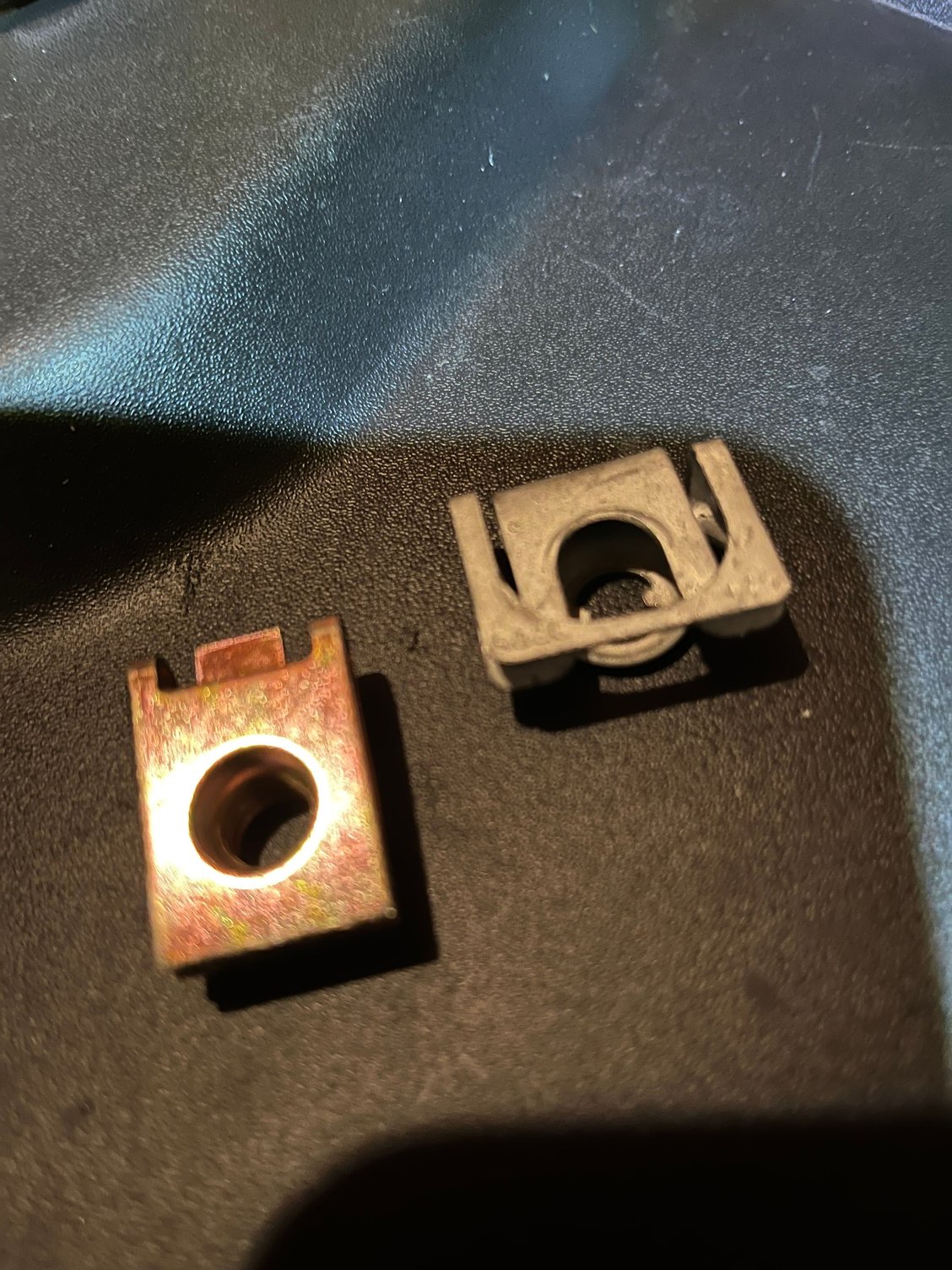 Original mount clip on the right. New mount clip on the left. 