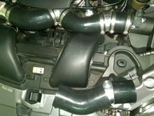 TCP original XF 5.0 SC intake, and updated vacuum bung with hose.