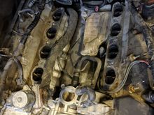 Here's everything removed. I put a new belt on. Also an idler pulley