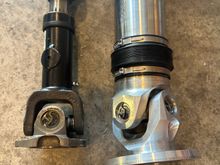 One of two pics that show what a properly made, $1,600 driveshaft looks like. Sonax flange to attach to the 6L80E output flange.