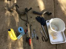 Everything I used to replace the hose... well except for the bag of kitty litter.