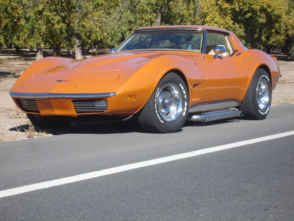 "81 vette. 3 yr project 355, fuelie heads, side pipes, made to look like a '72