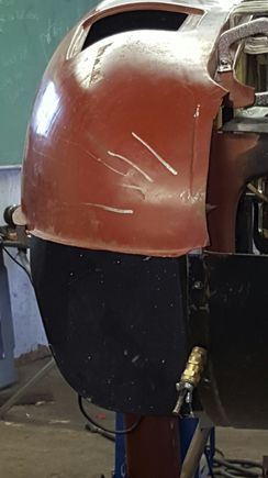 Edge curved into much, so wheeled it to bring out and will use planishing hammer and slap hammer to smooth more
