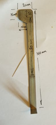 Basic tool dimensions. Gauge is around .5mm and two are required, mirror image.