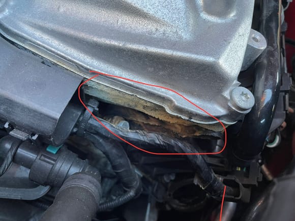 US passenger side near windshield. Is this not dried coolant?  I’m not sure if this is the source, i will monitor it once i put things back on, hopefully today.  This spot is also coincidentally the closest to the only rusted ignition coil hold down bolt.