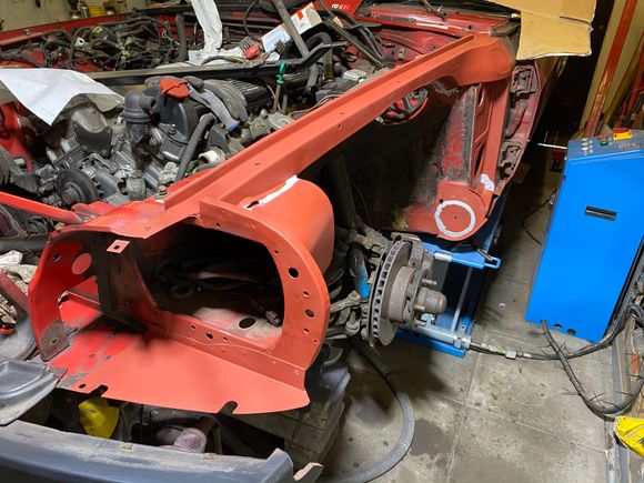 Repaired the left front and put multiple new parts of body.