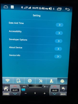 Date and time settings plus some developer settings 