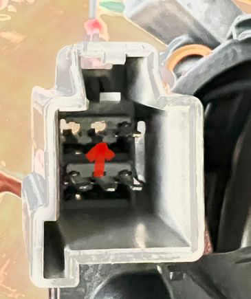 There are small grey plastic tabs that are part of the connector that have to be gentle released before you can pull out the pins. You need to remove the ones shown , one for each voice coil of the subwoofer. 