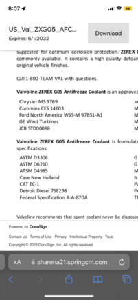 Yes, i see they say HOAT now, very well, but still not compatible with the ford orange B44. G05 is for fords with golden B51. Check the zerex g05 file 