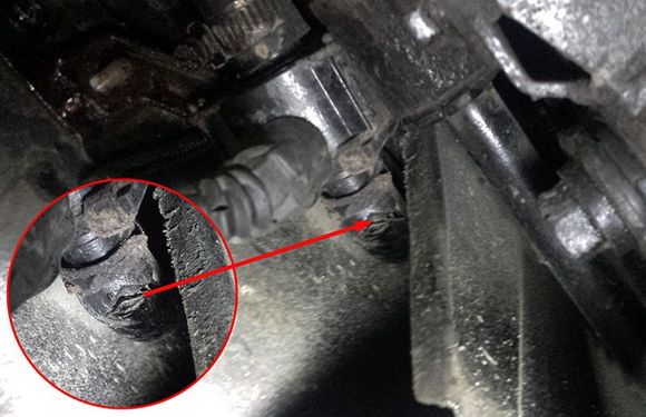 This is the first leak, a small crack under the gear clamp attached to the CCV.