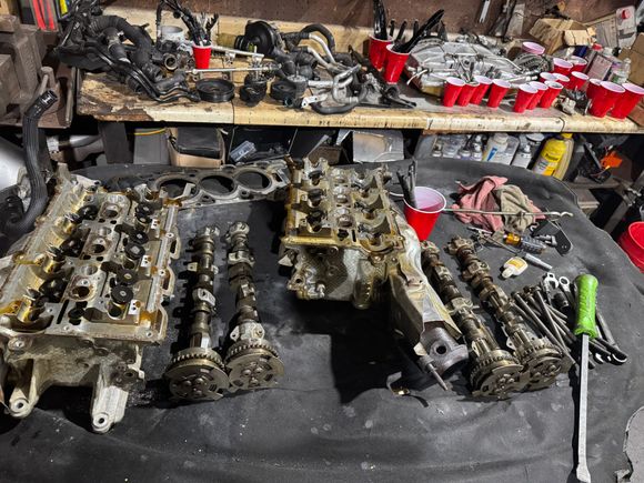 After taking the heads off as a result of a blown headgasket, I noticed bigger issues. Number two piston had a HOLE blown right through its side. The cylinder bore of that piston had a visible massive gash on it. And that needed to be cut down and resleeved. Seeing all this damage, I had to go for a rebuild. 