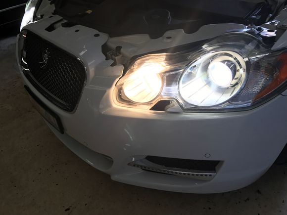 This was the stock halogen high beam and stock Xenon low beam on the passenger side of a RHD vehicle. It was such a contrast, I could notice it while driving.