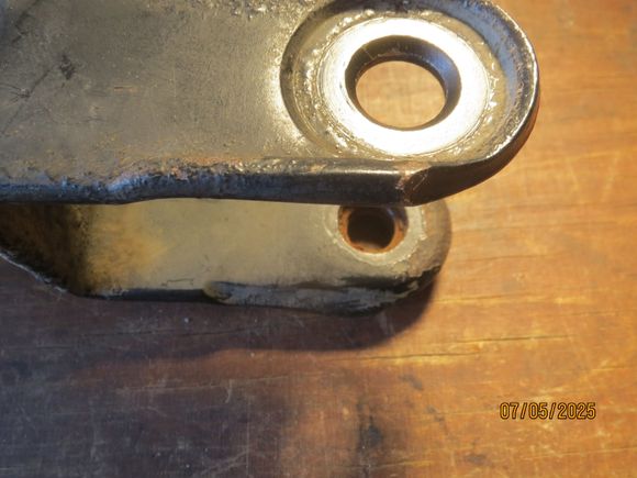 The polished circle around the hole is where the 
grommet was