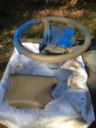 Spraying the steering wheel. I had drip issues...