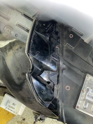 View oof 3 drilled ventilation holes from underside. 