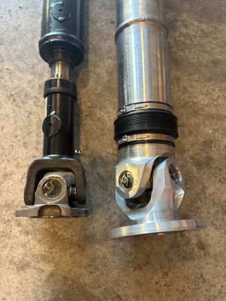 One of two pics that show what a properly made, $1,600 driveshaft looks like. Sonax flange to attach to the 6L80E output flange.
