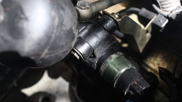 The Brake Pump is held in place with one Bolt seen just underneath the 'Black Ball' Accumulator