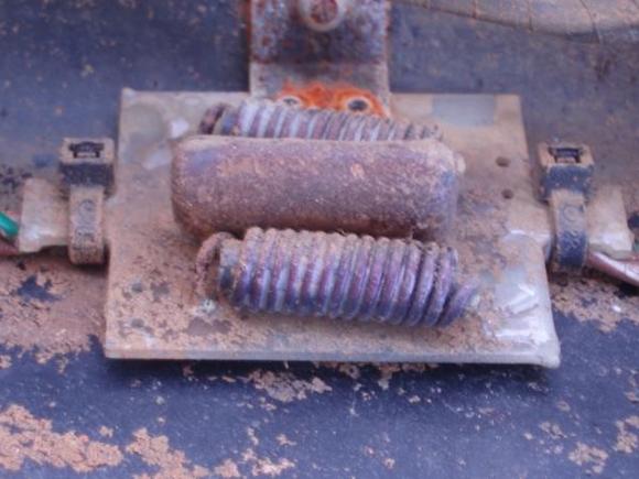 Blower assembly taken apart.  Note rust/corrosion from water ingress.