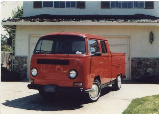 1970 VW Crewcab. Seats 6 and doubles as a pickup and flatbed when dropping the rear panels.