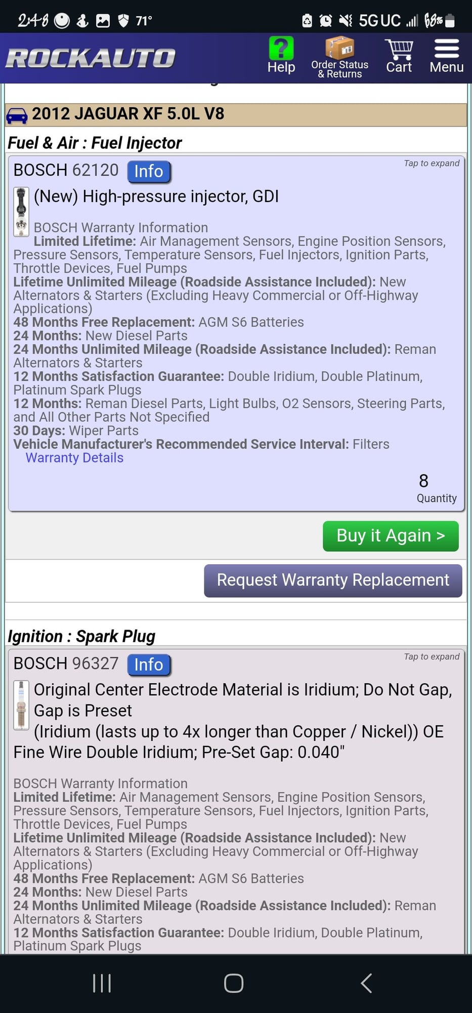 Miscellaneous - 2012 XF N/A 5.0(x250) tune up parts - New - 2012 Jaguar XF - San Antonio, TX 78070, United States