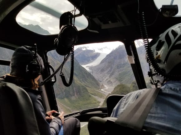 Flying up to Fox Glacier