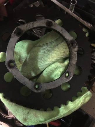 Here my attempt at spacing the sprocket to prevent chain rub. I cut the old sprocket it’s about 5mm and works but I had to order longer sprocket bolts.