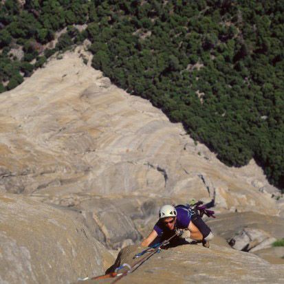 Roger following up behind me and cleaning the route on &quot;The Nose&quot; El Cap - Yosemite National Park 2004