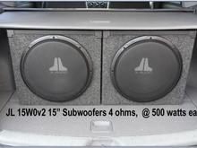 My Rear Speakers, hooked up to a mono 600 watt Alpine Amp.