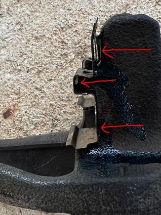  There are gaps that should not be there. Due to the gaps, the brake pad moves when force is acted upon it. Hence all the clicking, grinding, etc., noises. 