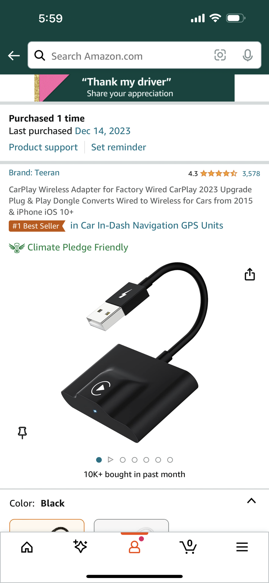 Teeran CarPlay Wireless Adapter for Factory Wired CarPlay 2023 Upgrade Plug  