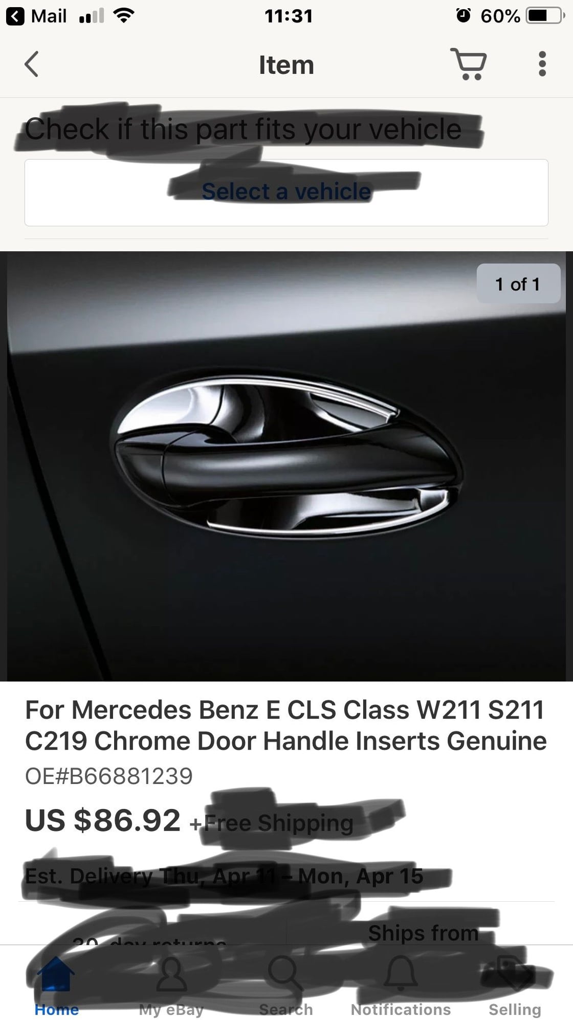 Details about  / Mercedes-Benz Door Handle Opener inside Right W211 S211 C219 A2117660224 7F24