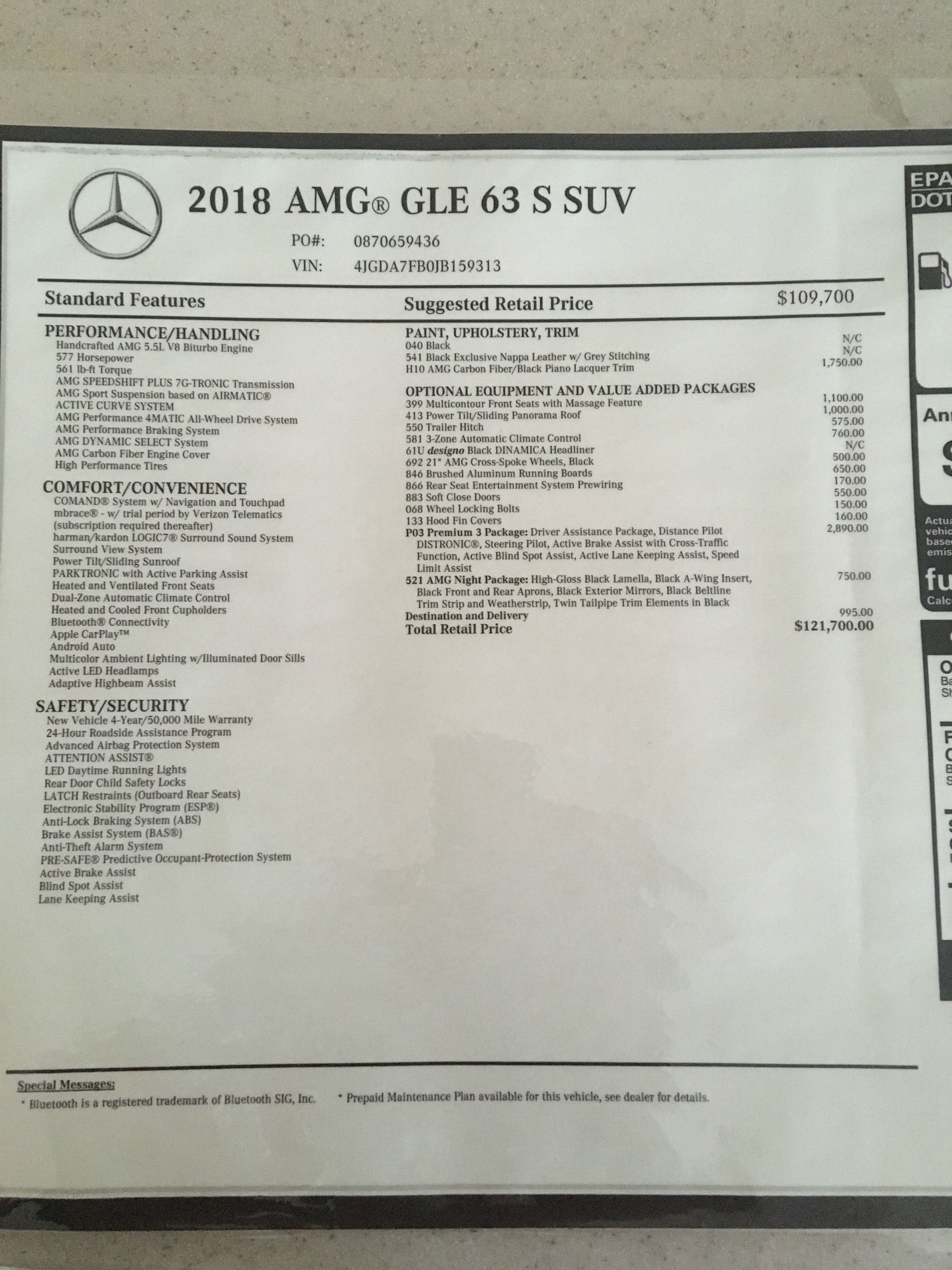 2018 Mercedes-Benz GLE63 AMG S - 2018 AMG GLE63s, bought Oct 31, 2019 with 4yr/50k factory warranty - New - VIN 4JGDA7FB0JB159313 - 23,500 Miles - 8 cyl - AWD - Automatic - SUV - Black - Nokomis, FL 34275, United States