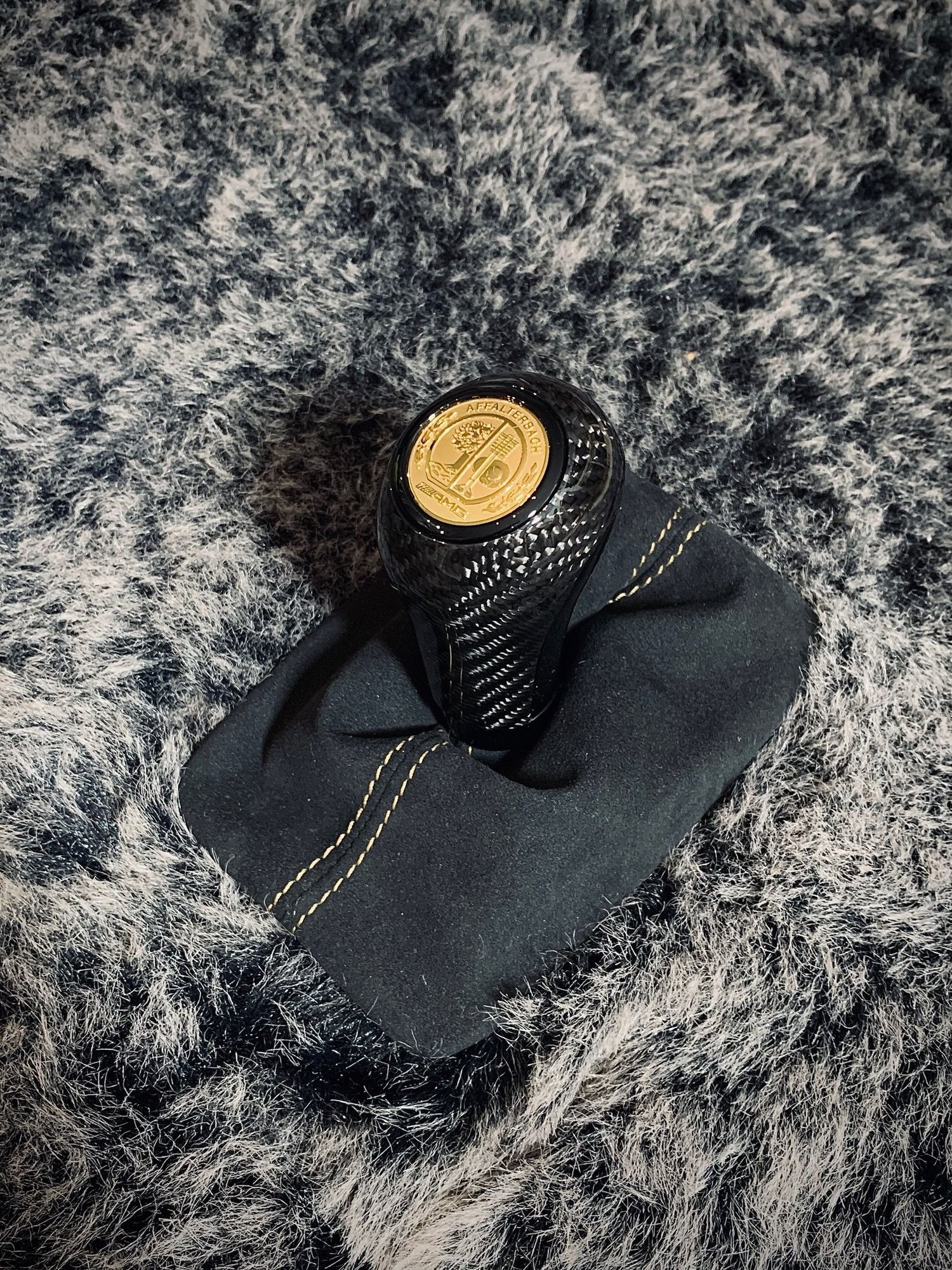 Interior/Upholstery - FS: CF gear shifter with GOLD AMG crest, gold stitching & deep black alcantara - New - All Years Mercedes-Benz C63 AMG - All Years Mercedes-Benz E63 AMG - All Years Mercedes-Benz CLS55 AMG - Kolobrzeg, Poland