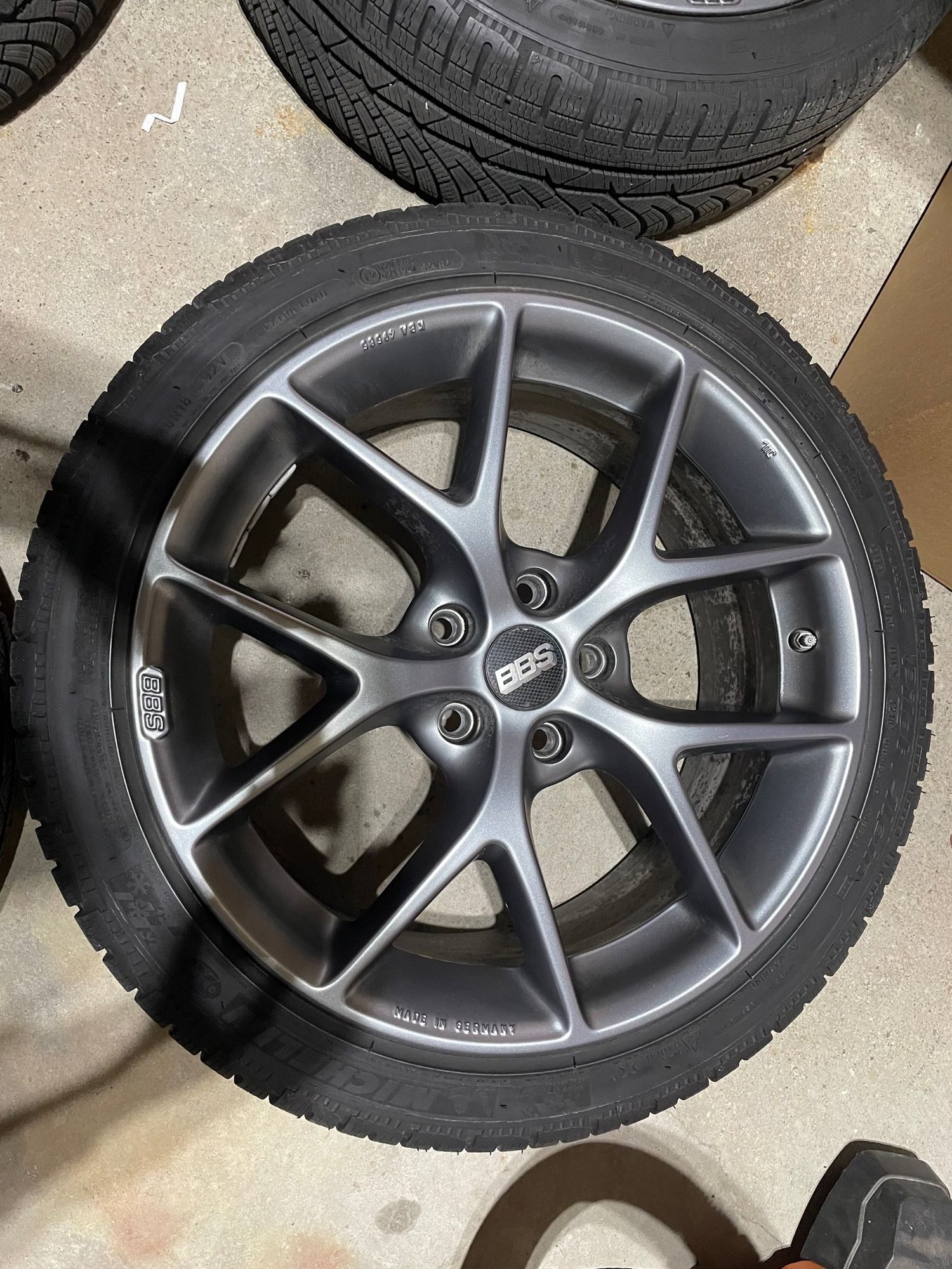 Wheels and Tires/Axles - BBS SR Satin Grey Wheel 18X8 5X112 45MM TPMS Michelin Pilot Alpin PA4 Winter Tires NY - Used - 0  All Models - Selkirk, NY 12158, United States