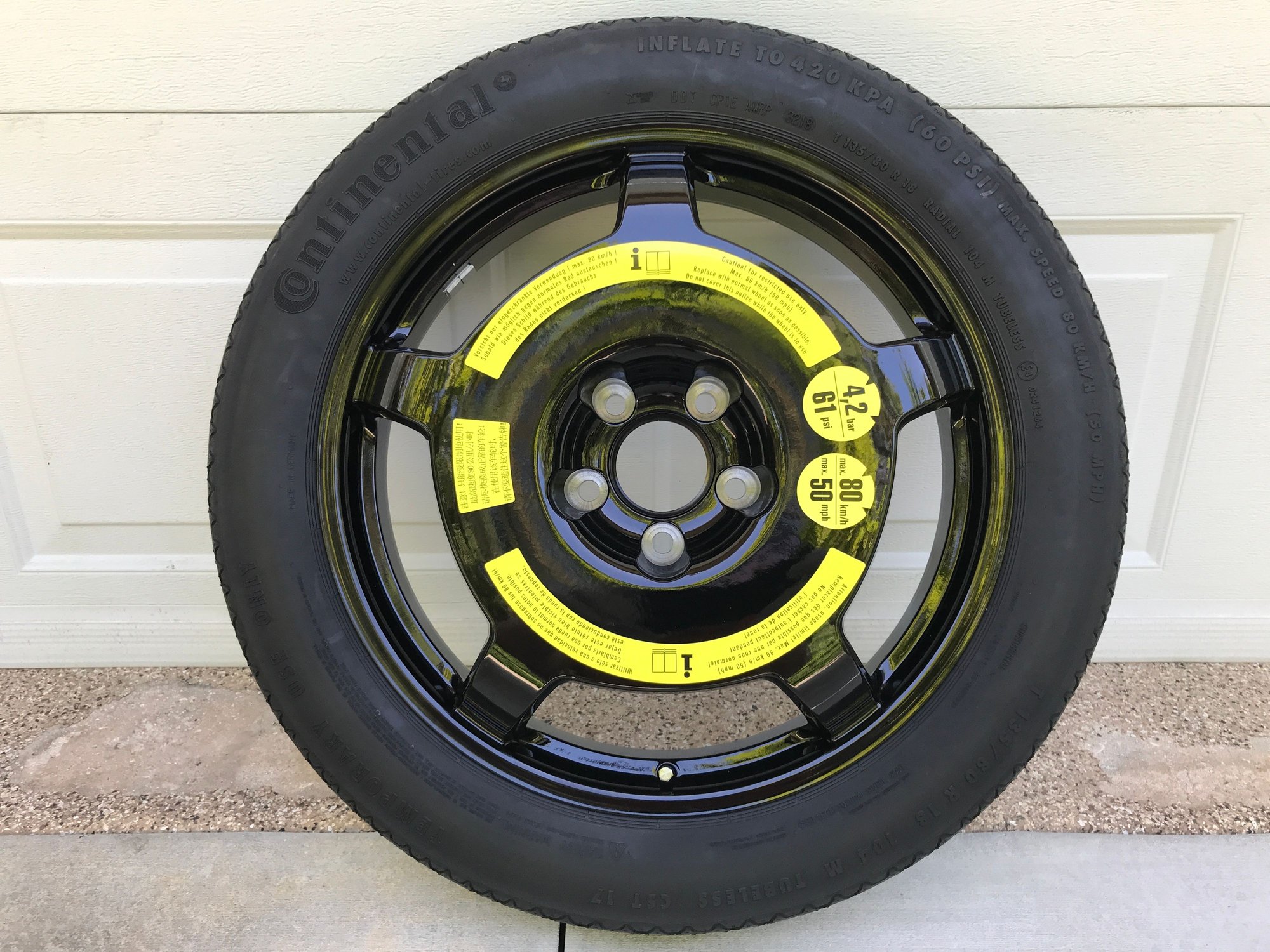 Wheels and Tires/Axles - MERCEDES 18" OEM spare donut wheel 18x4.5 et36 A2124013302 & 135/80R18 104M tire - New - 0  All Models - Sarasota, FL 34233, United States