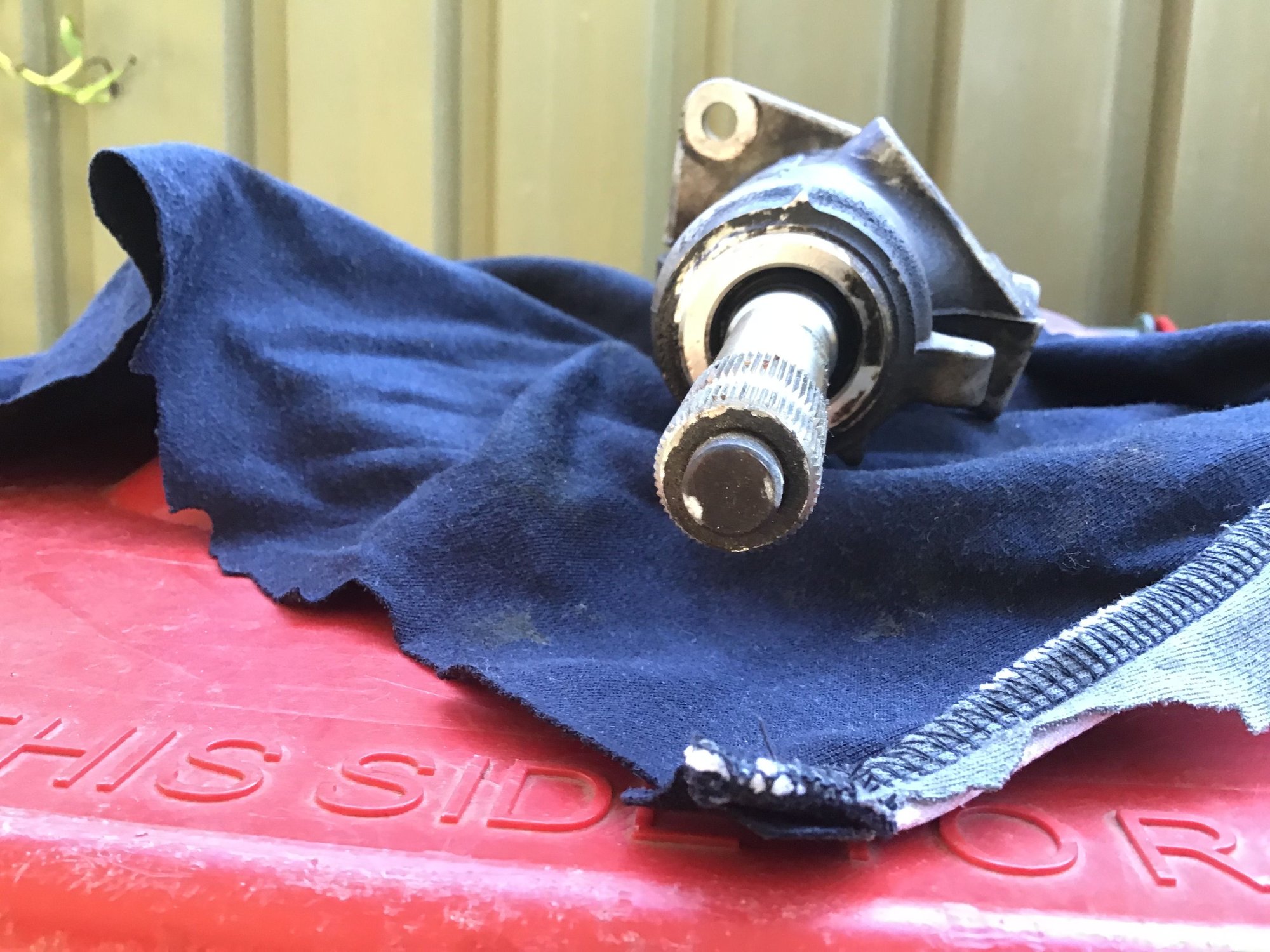 Steering shaft spline. White paint marks before removal